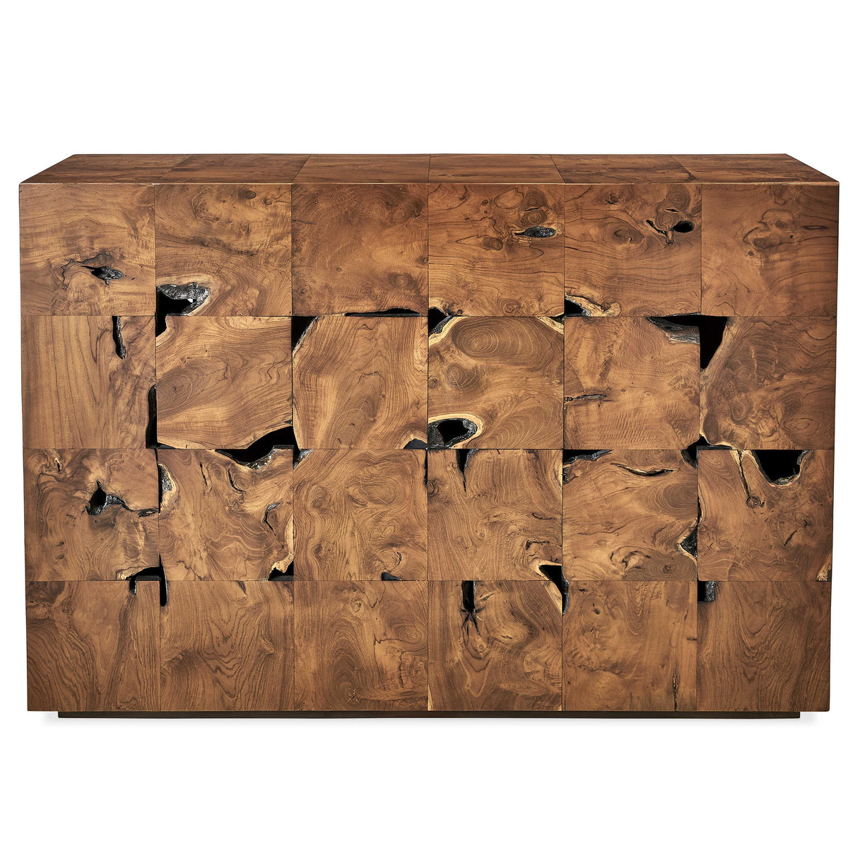 Teak Tac Toe Console Table – Caramel