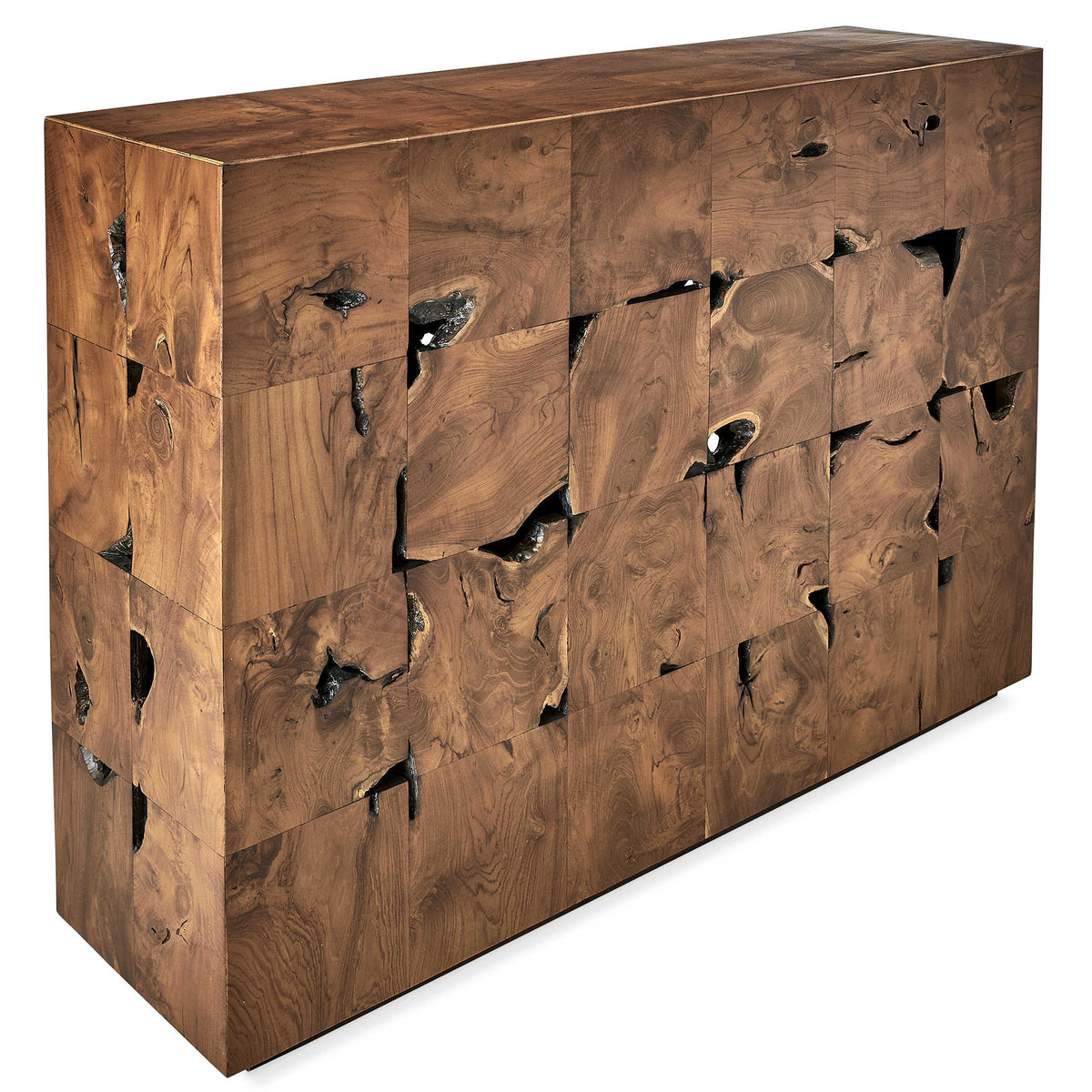 Teak Tac Toe Console Table – Caramel