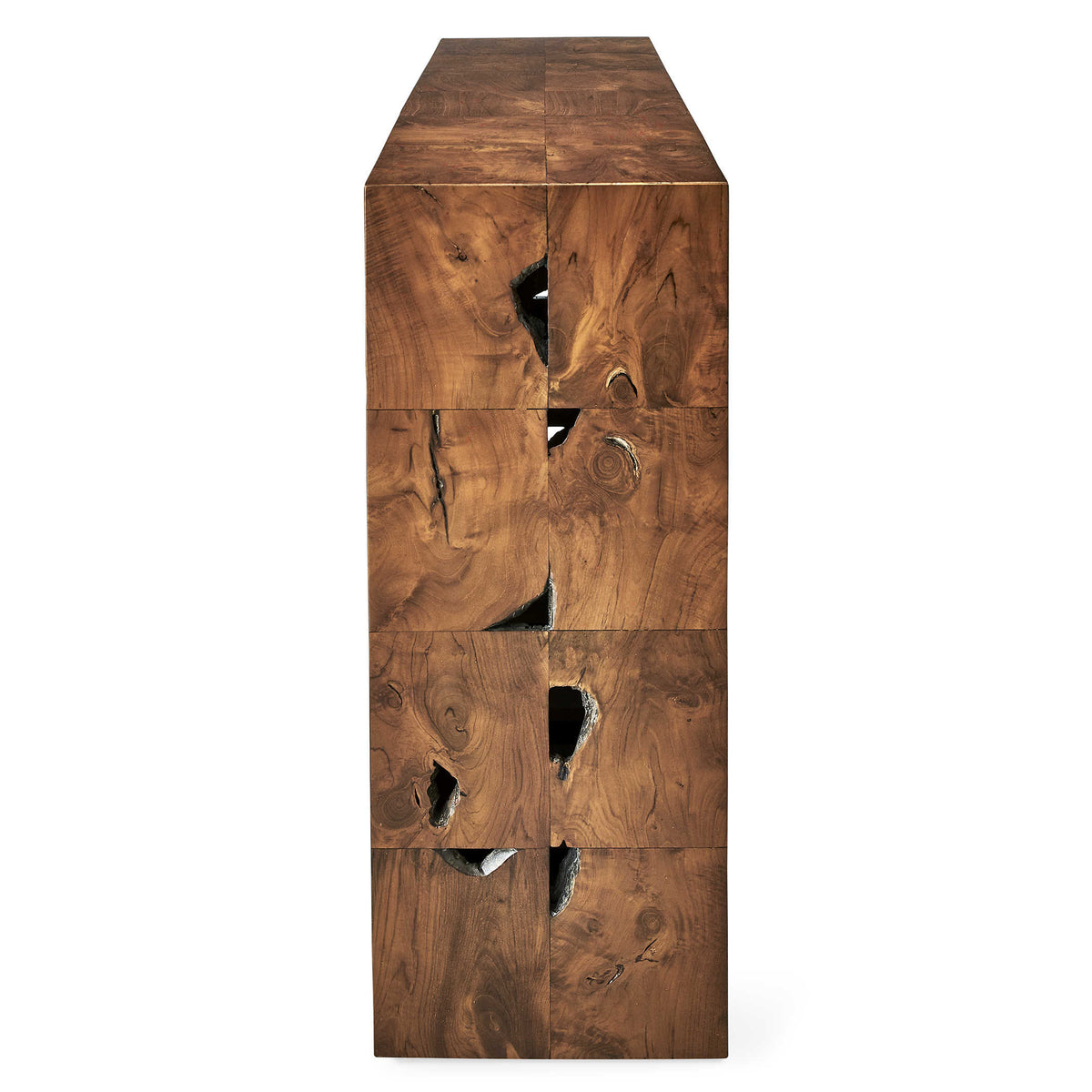 Teak Tac Toe Console Table – Caramel