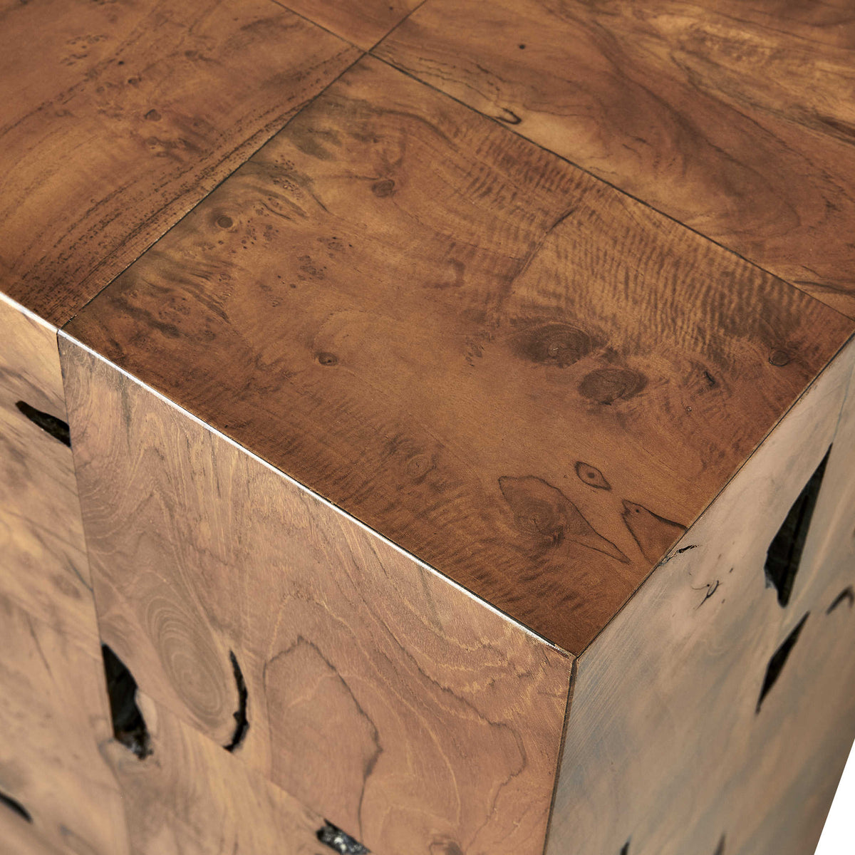 Teak Tac Toe Console Table – Caramel