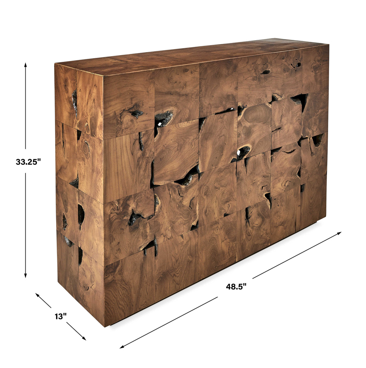 Teak Tac Toe Console Table – Caramel