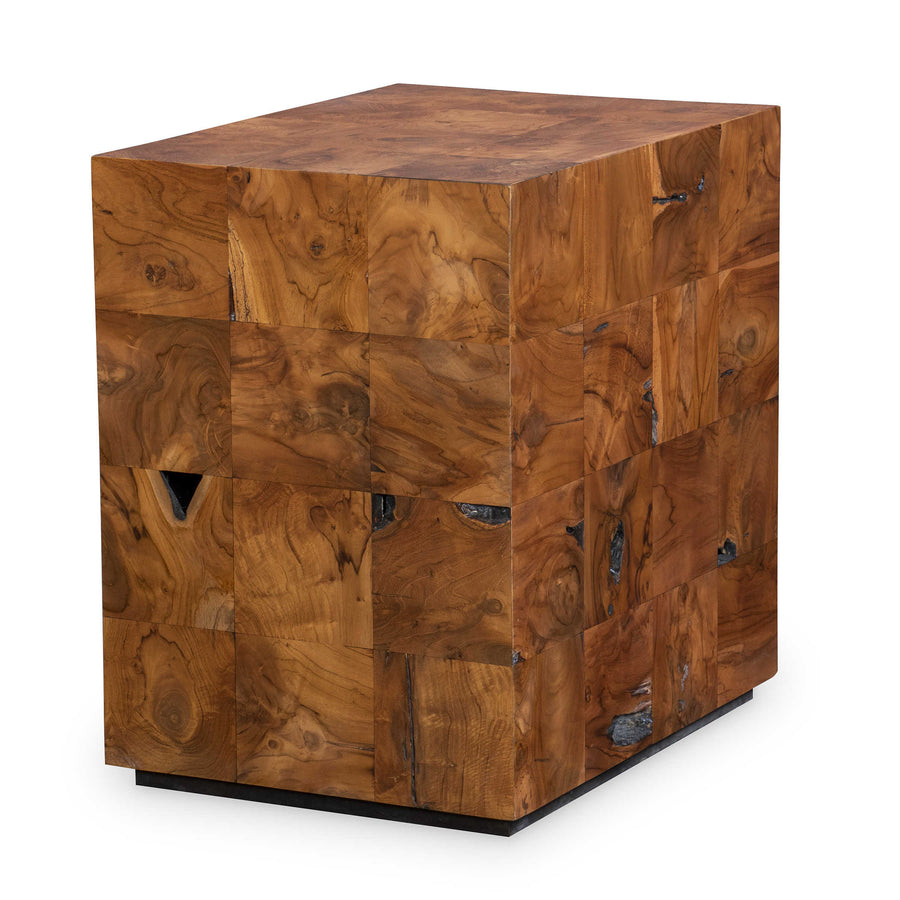 Teak Tac Toe End Table – Caramel