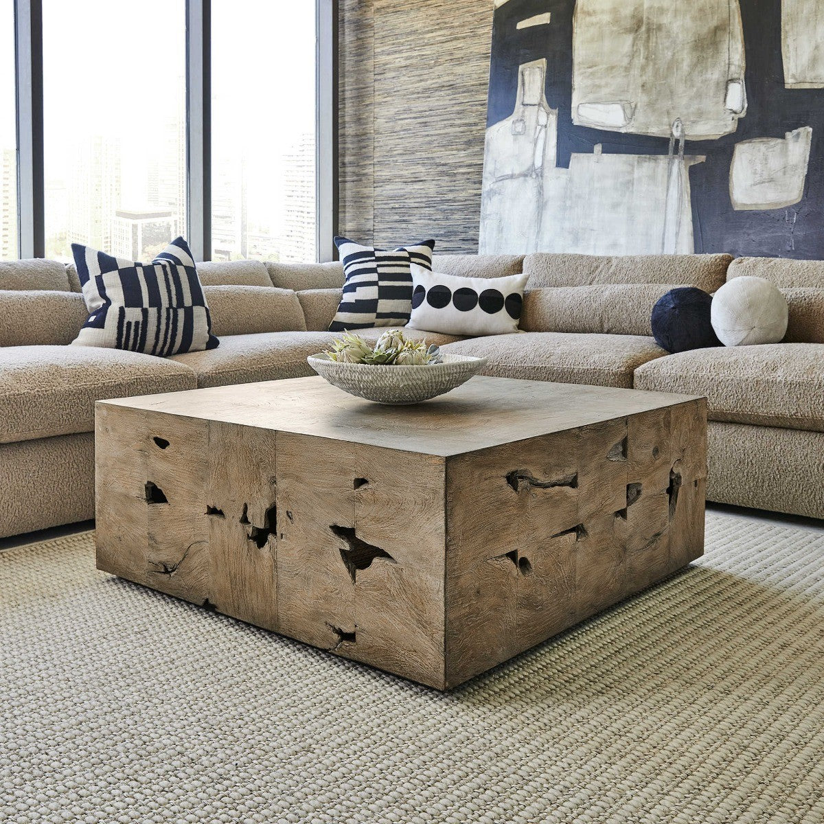 Teak Tac Toe Coffee Table – Light