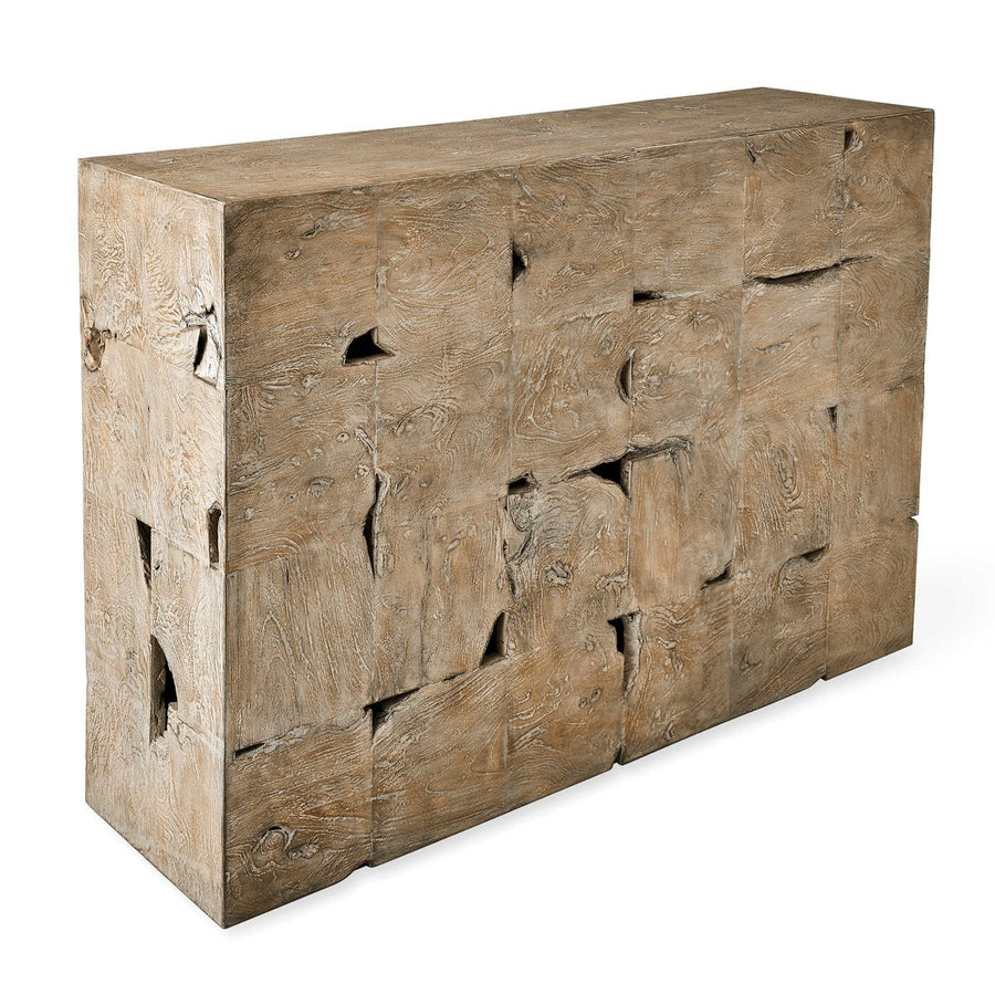 Teak Tac Toe Console Table – Light