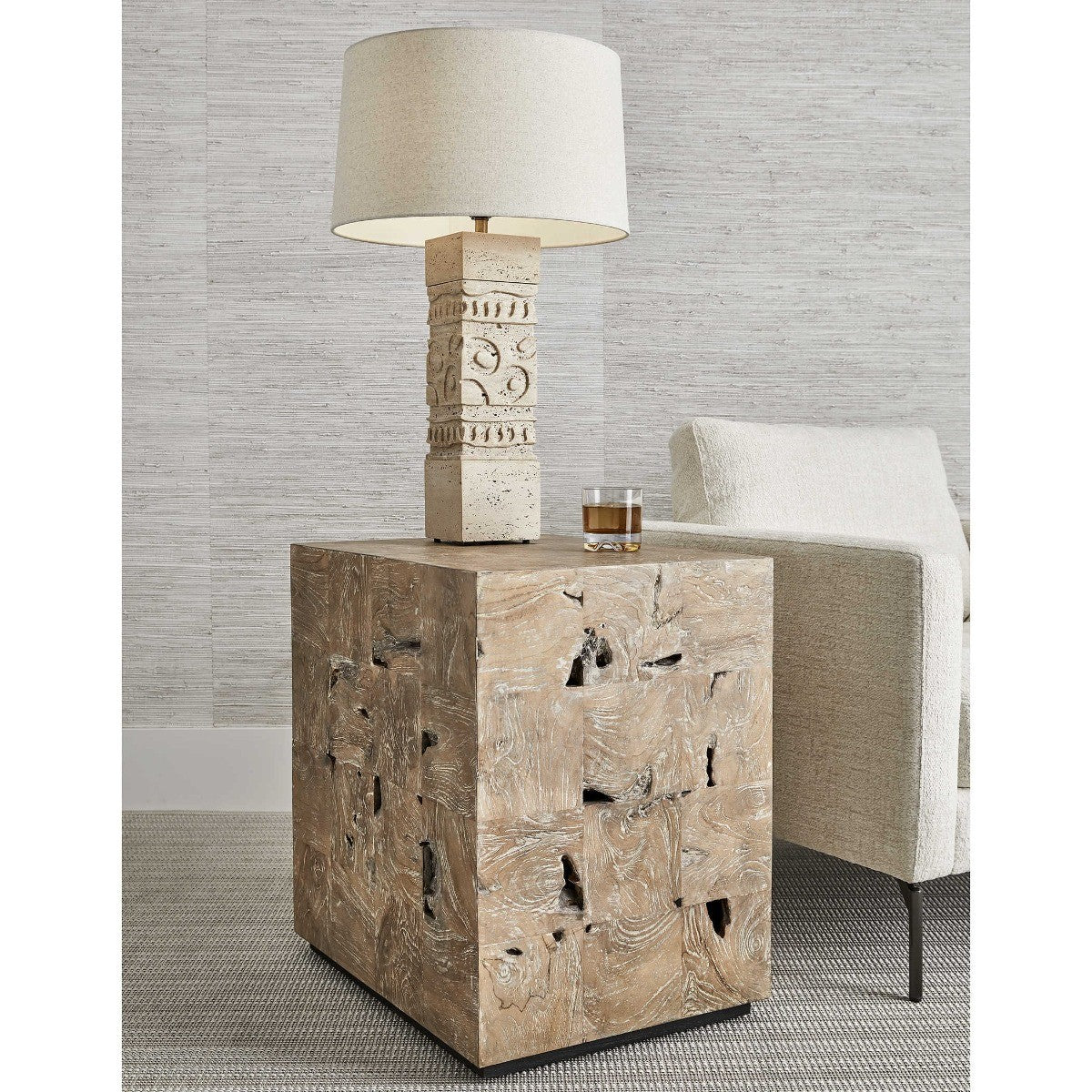Teak Tac Toe End Table – Light