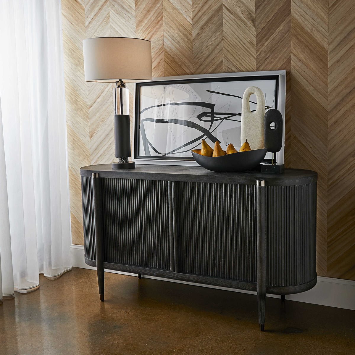 Tambour Cabinet – Black Ceruse