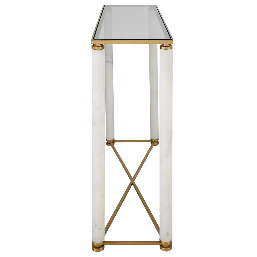 White Pillar Console Table