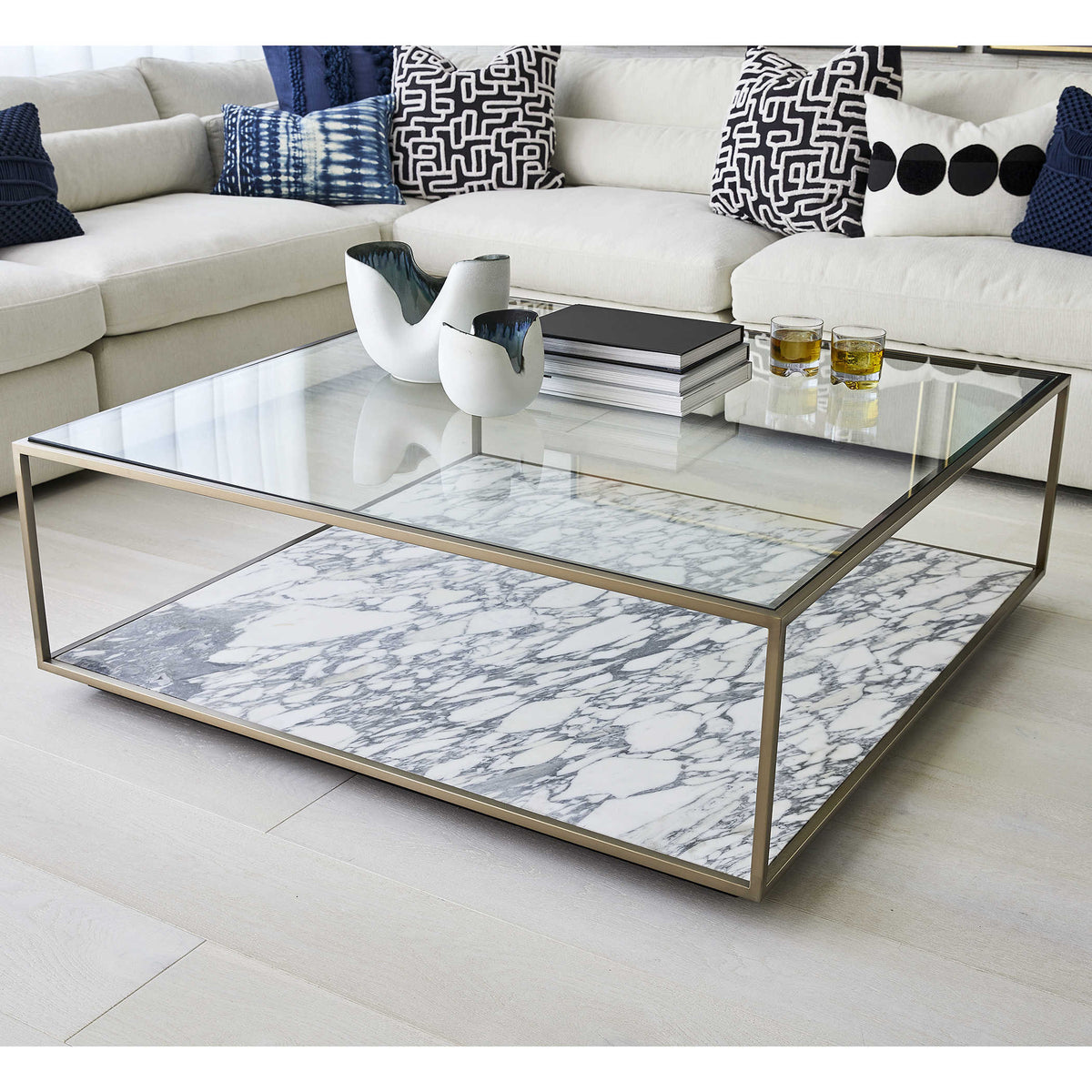 Floating Plane Coffee Table – Marble/Brass