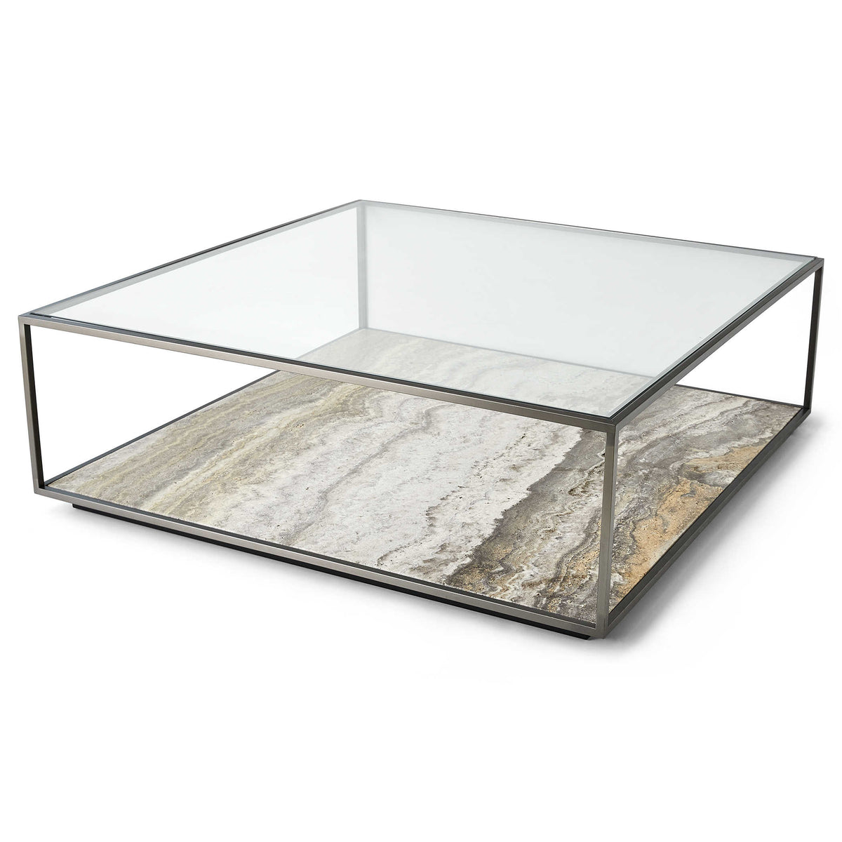Floating Plane Coffee Table – Travertine/Bronze
