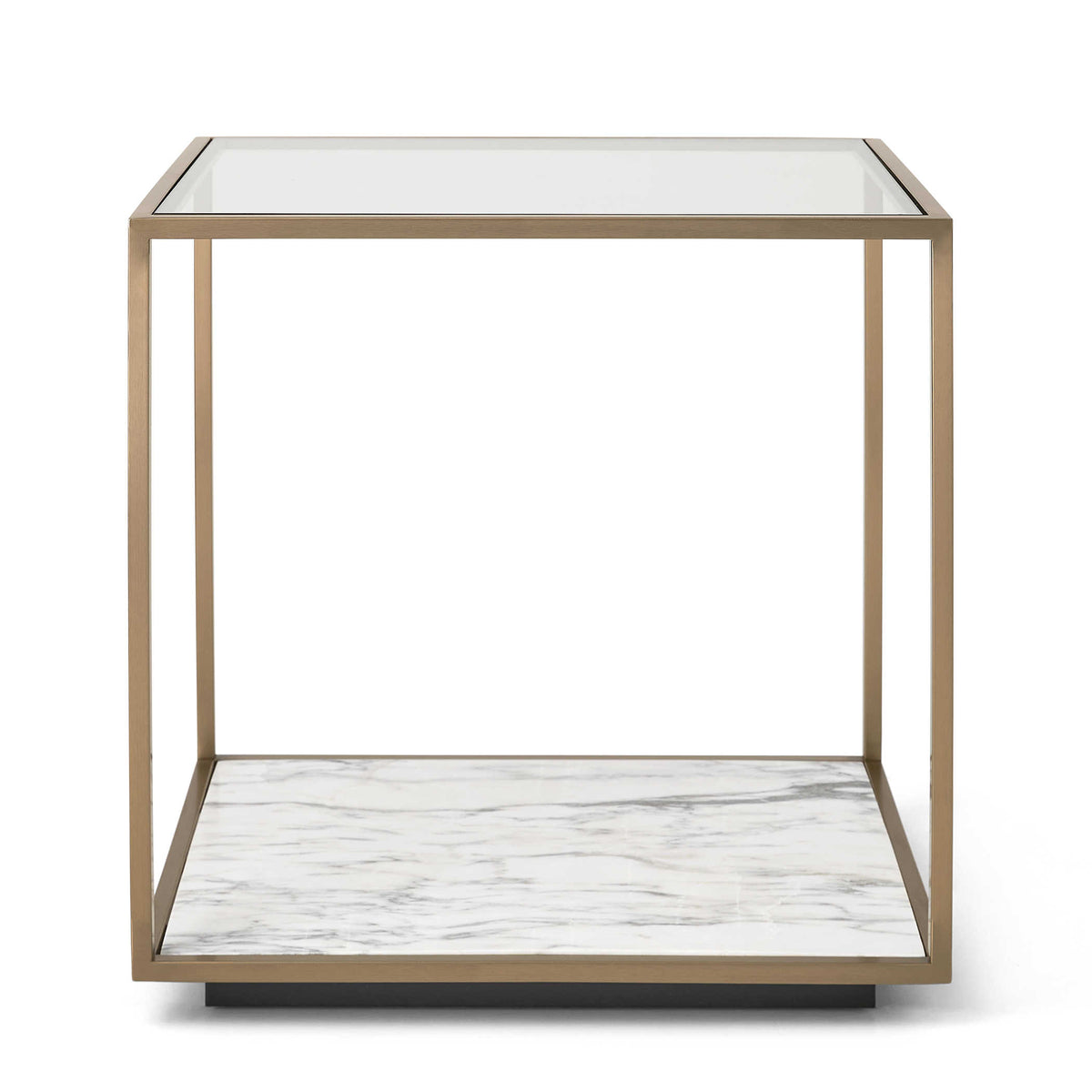 Floating Plane End Table – Marble/Brass