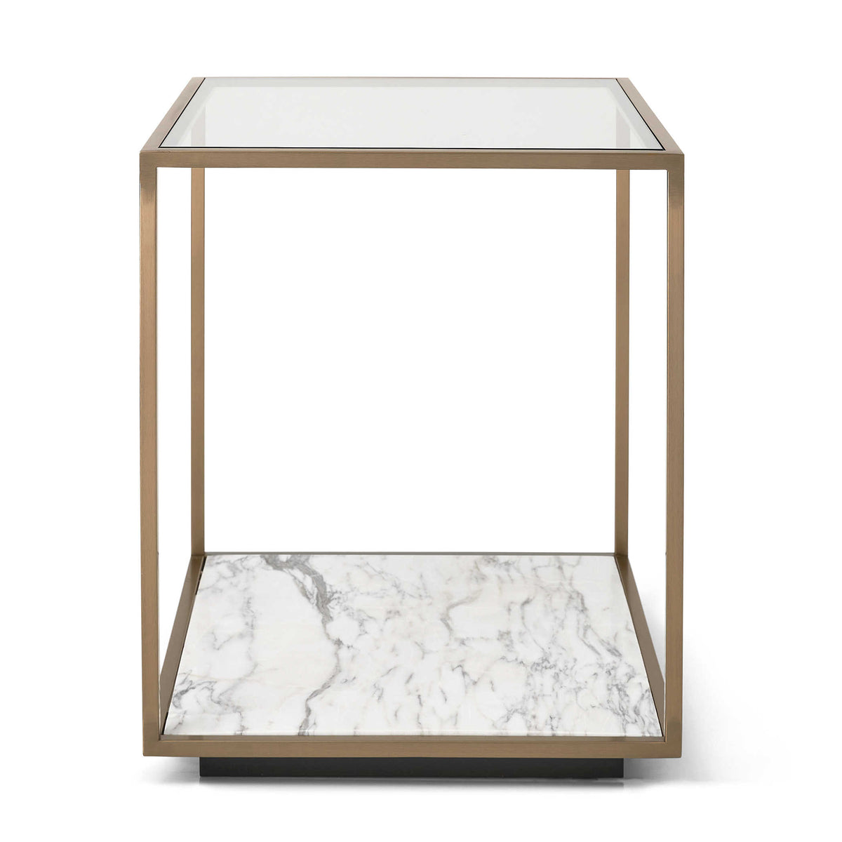 Floating Plane End Table – Marble/Brass