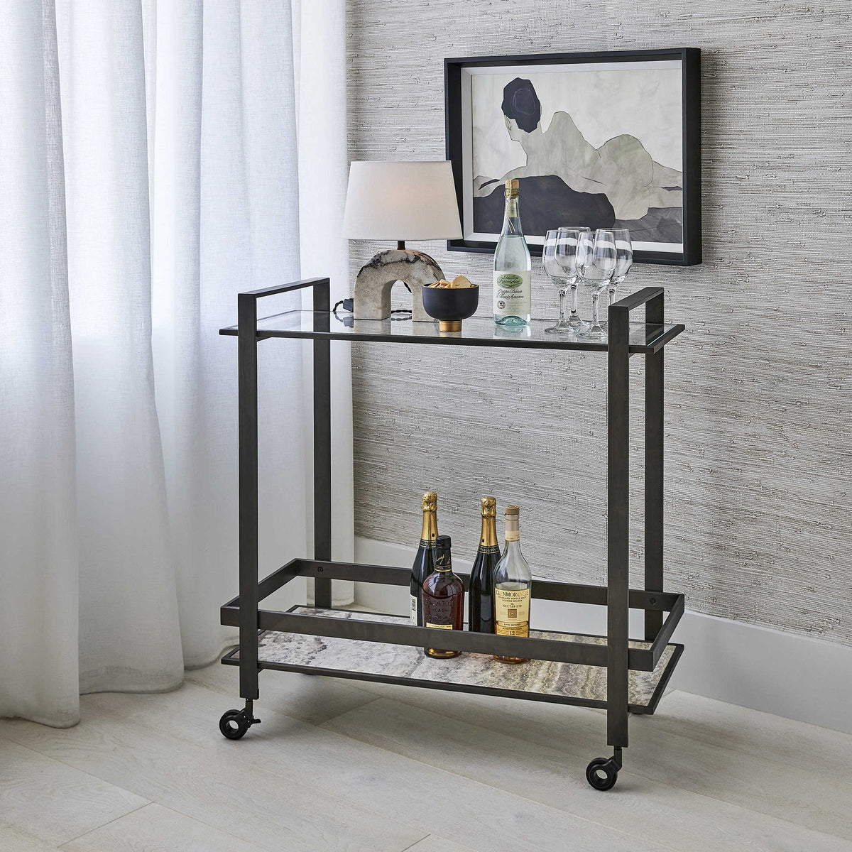 Roll Along Bar Cart – Bronze