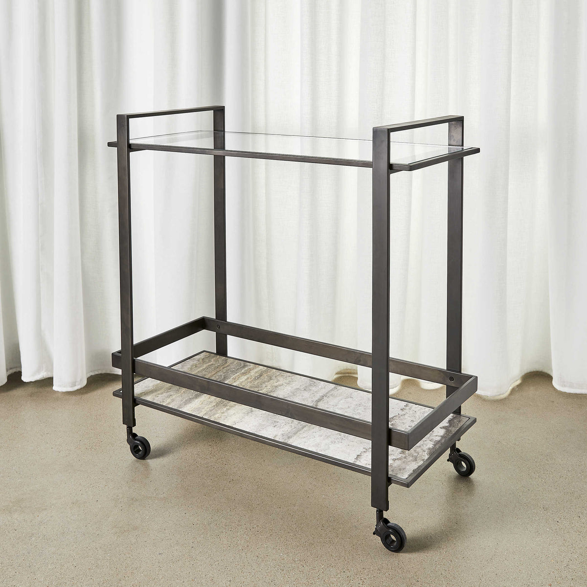 Roll Along Bar Cart – Bronze