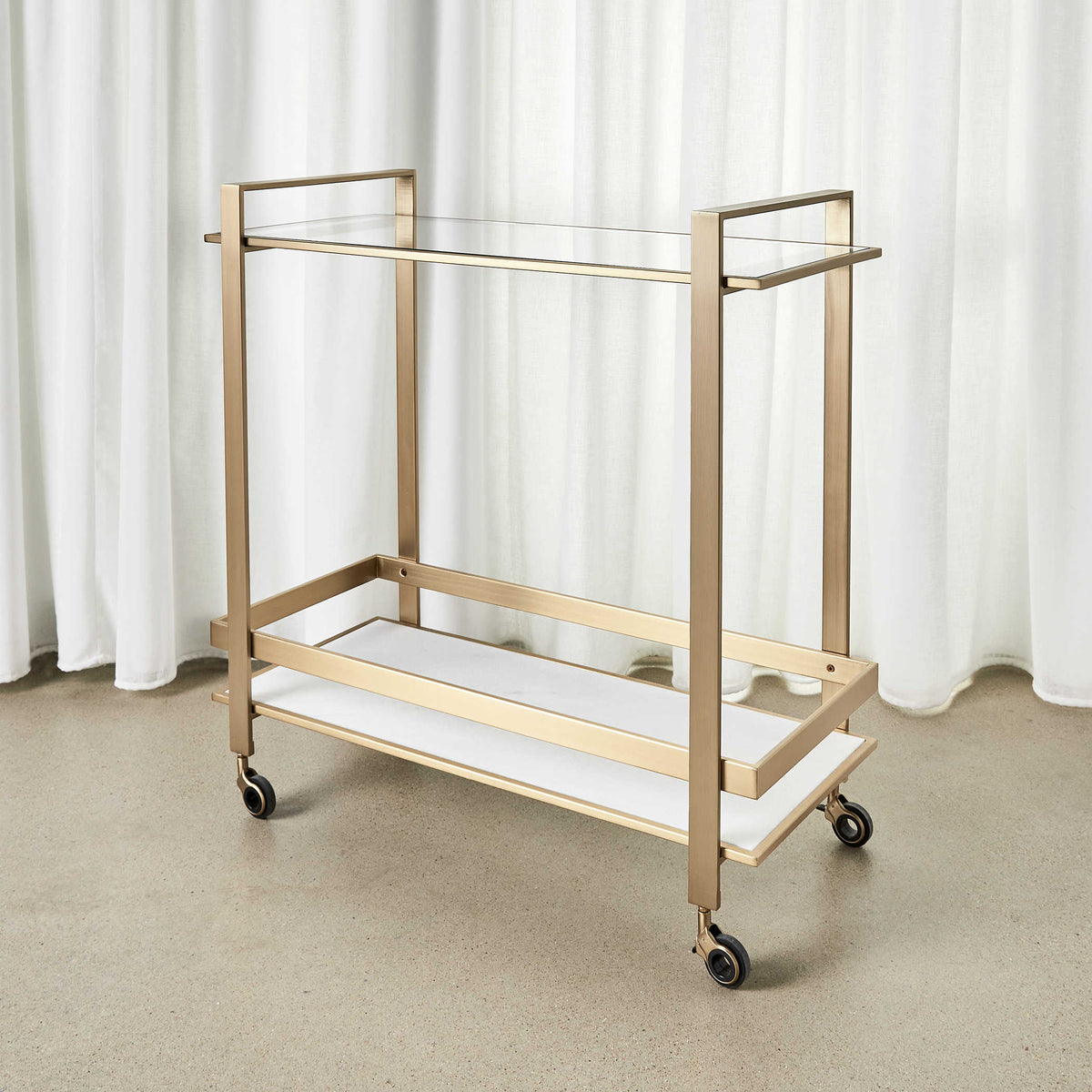 Roll Along Bar Cart – Brass