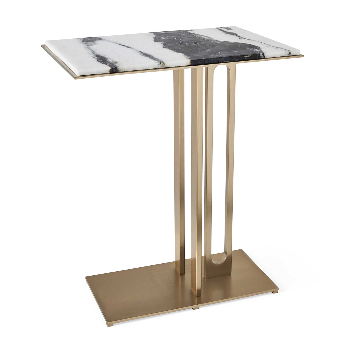 Cantilever Accent Table – Panda Marble & Brass