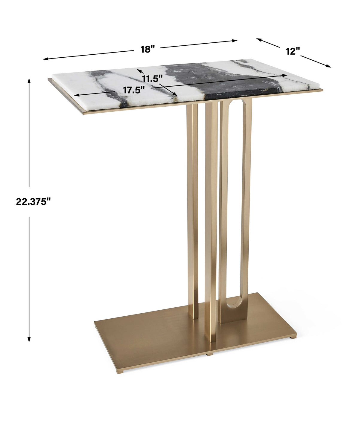 Cantilever Accent Table – Panda Marble & Brass