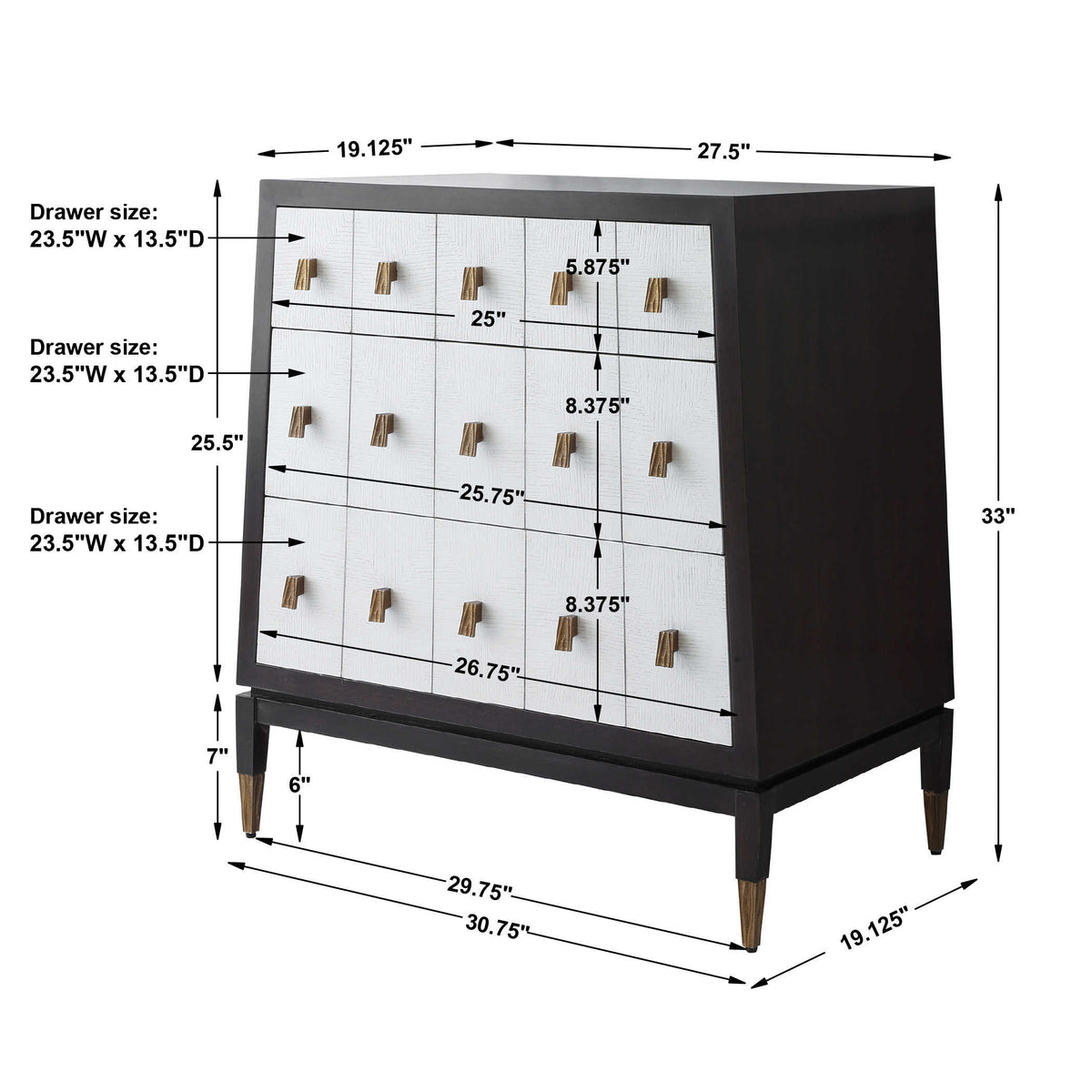 Pyramid Chest of Drawers – White