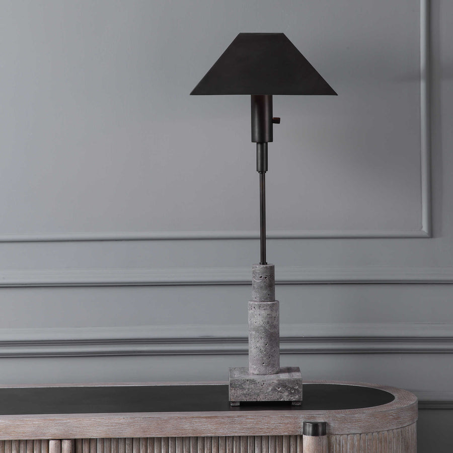 Telescope Buffet Lamp – Grey Travertine