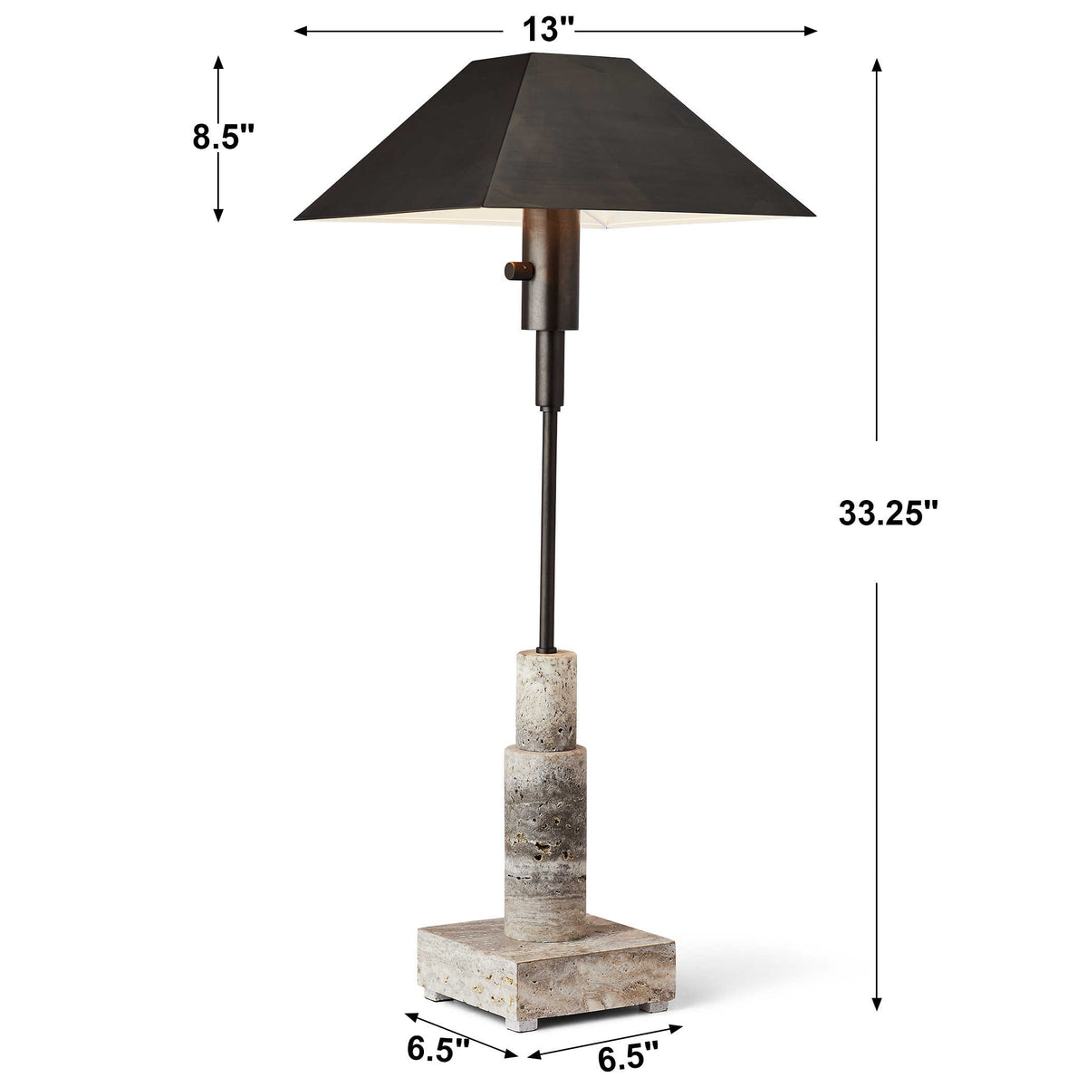 Telescope Buffet Lamp – Grey Travertine