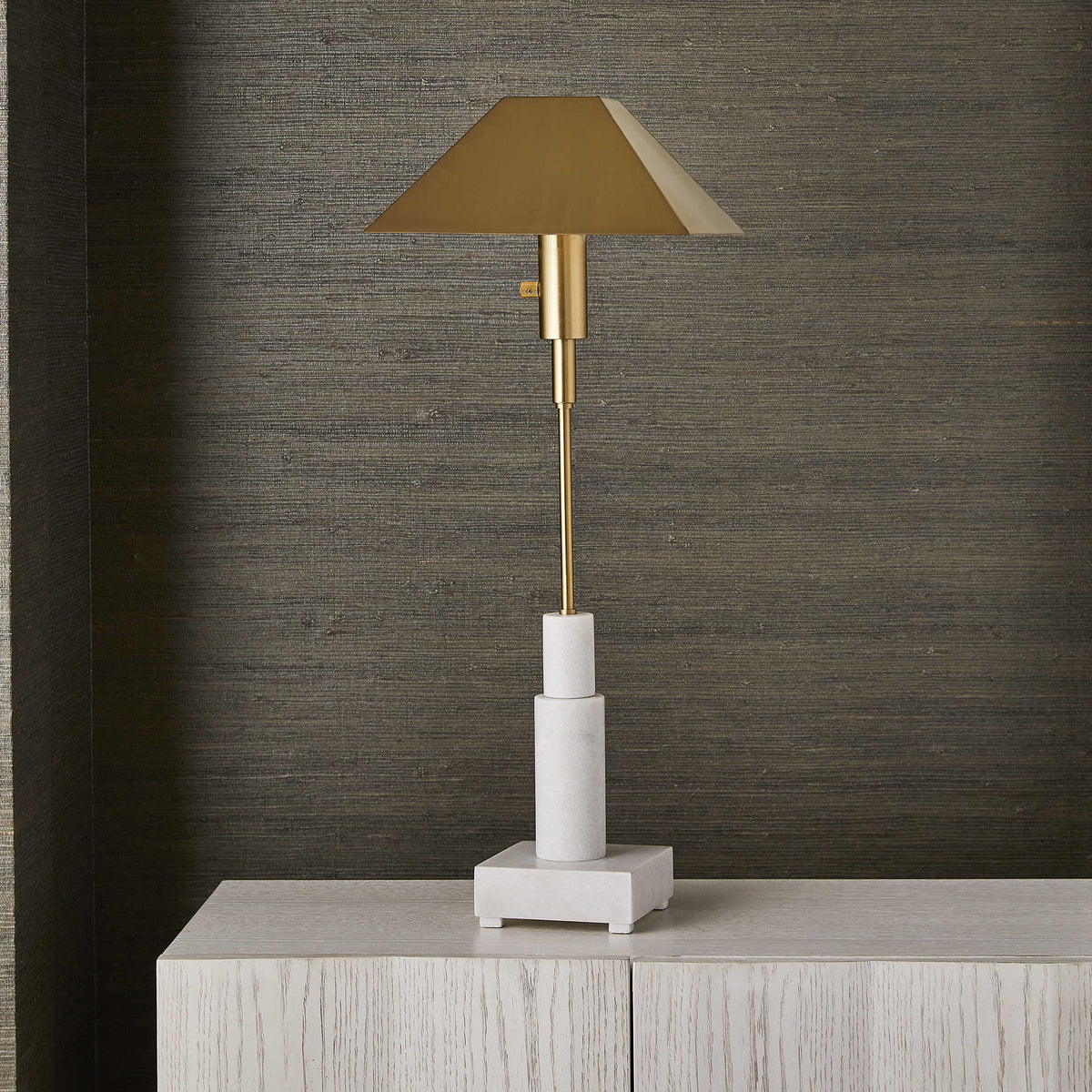 Telescope Buffet Lamp – White Marble
