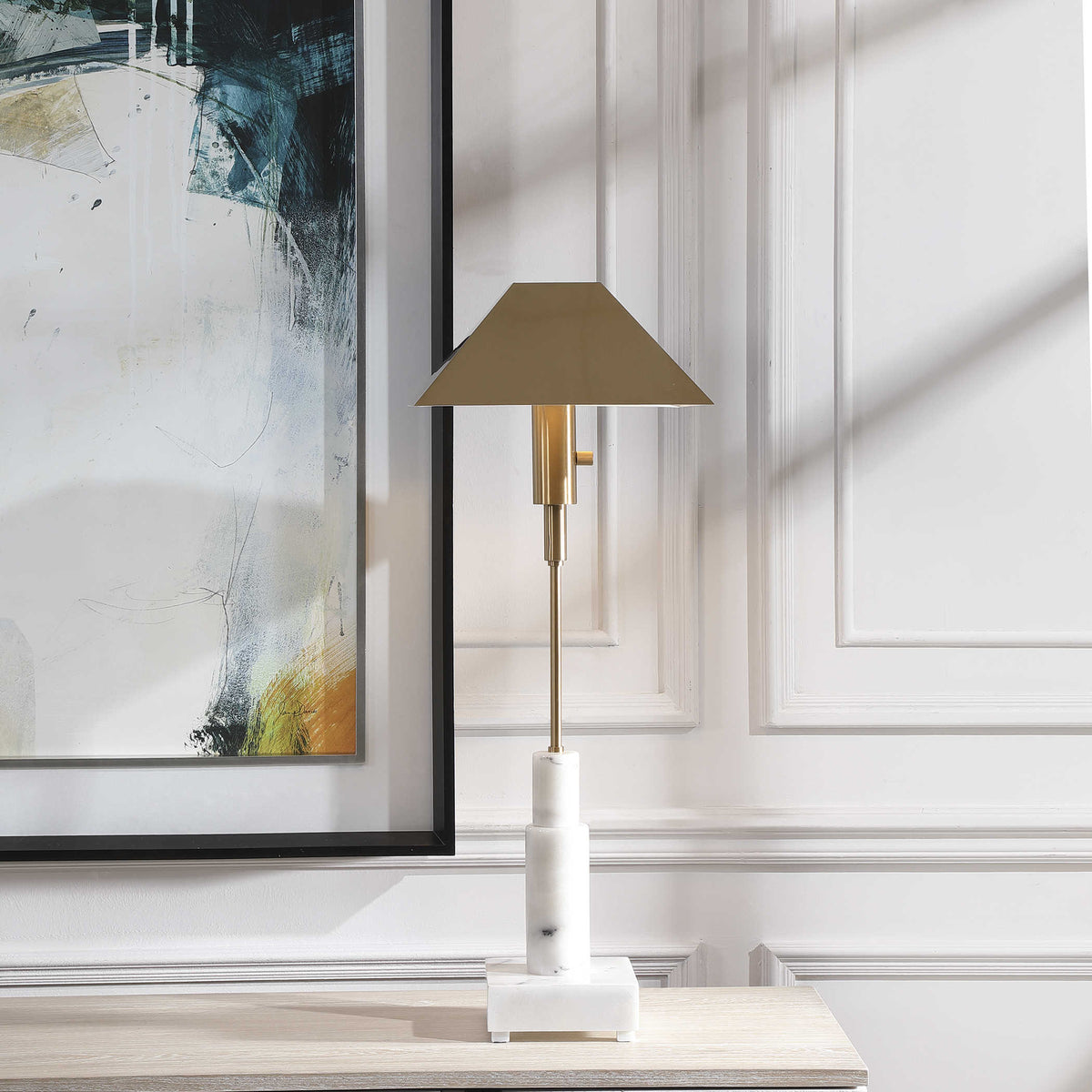 Telescope Buffet Lamp – White Marble