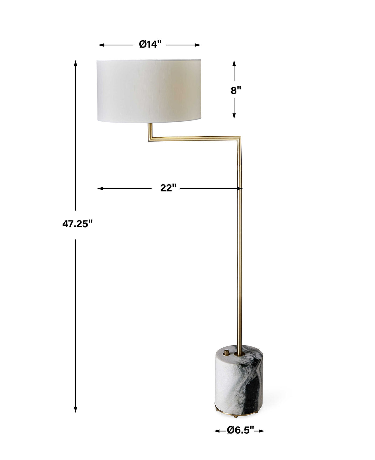 Pivot Floor Lamp – Panda Marble and Brass