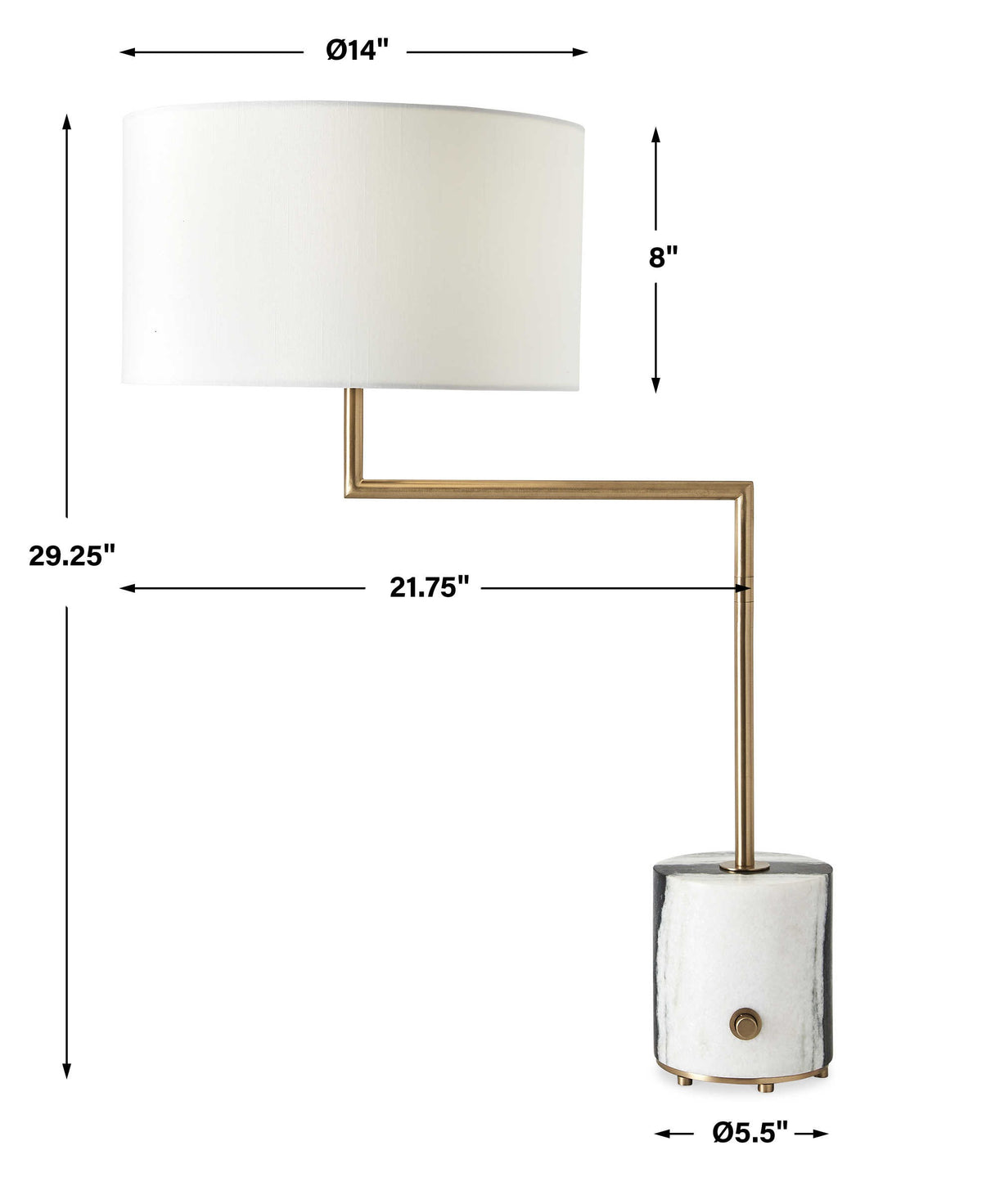 Pivot Table Lamp – Panda Marble and Brass