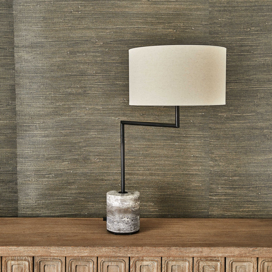 Pivot Table Lamp – Travertine and Bronze