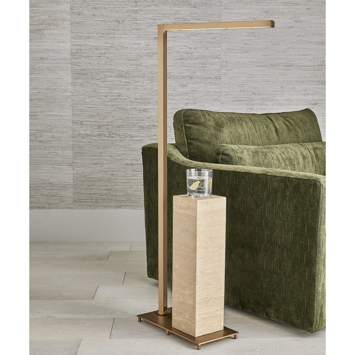 Illume Drink Stand – Travertine and Brass