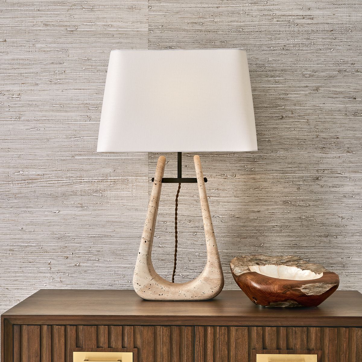 Crossbow Travertine Table Lamp