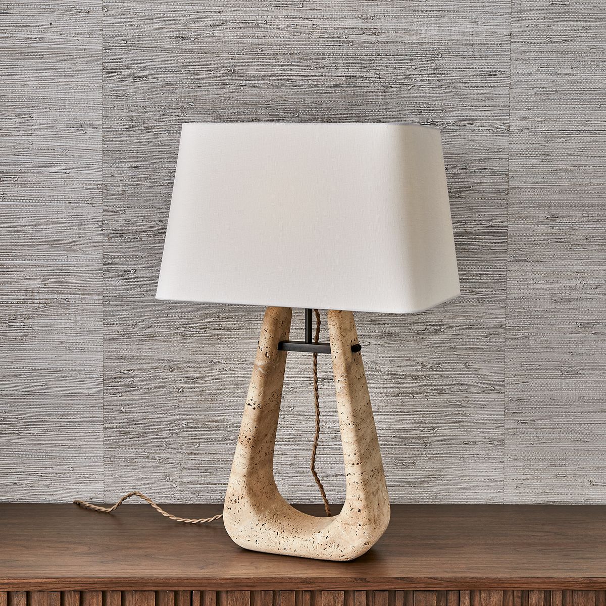 Crossbow Travertine Table Lamp