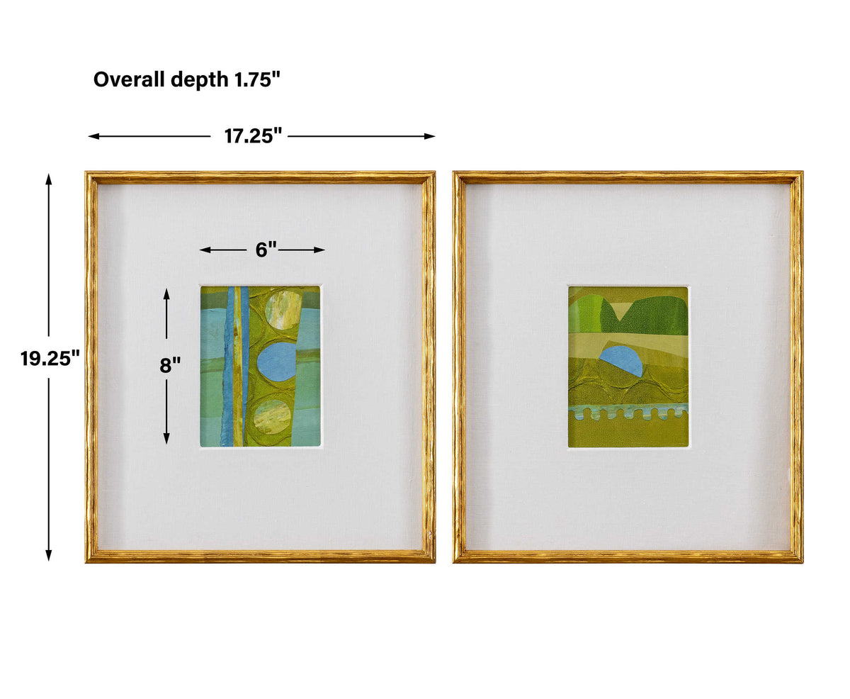 Petite Bijoux Framed Canvases – Lime, Set of 2