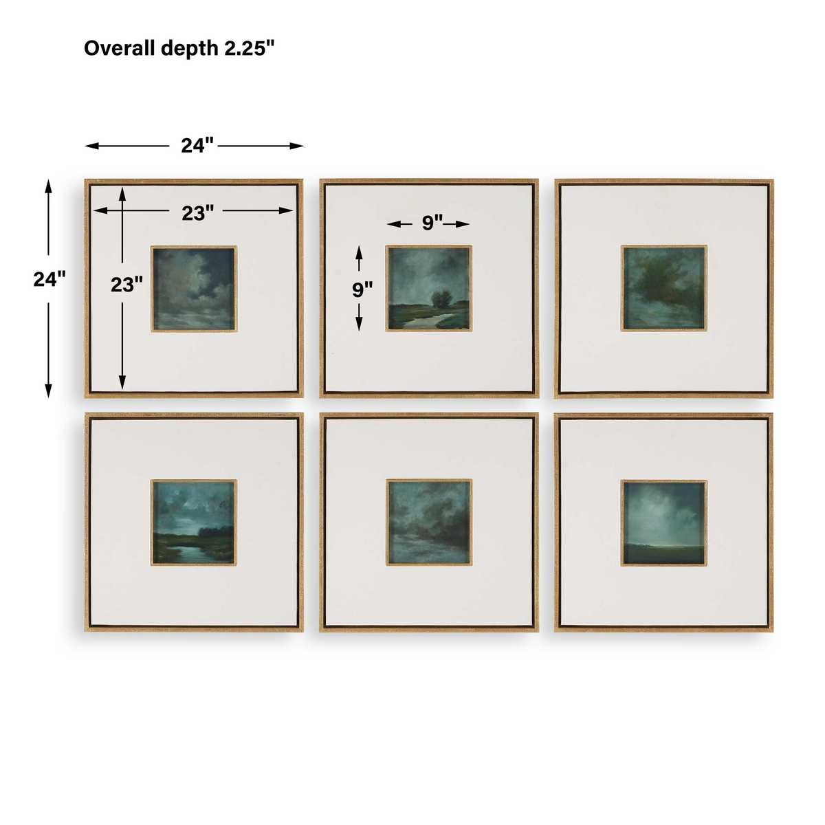 Evening Cumulation Framed Canvases – Set of 6