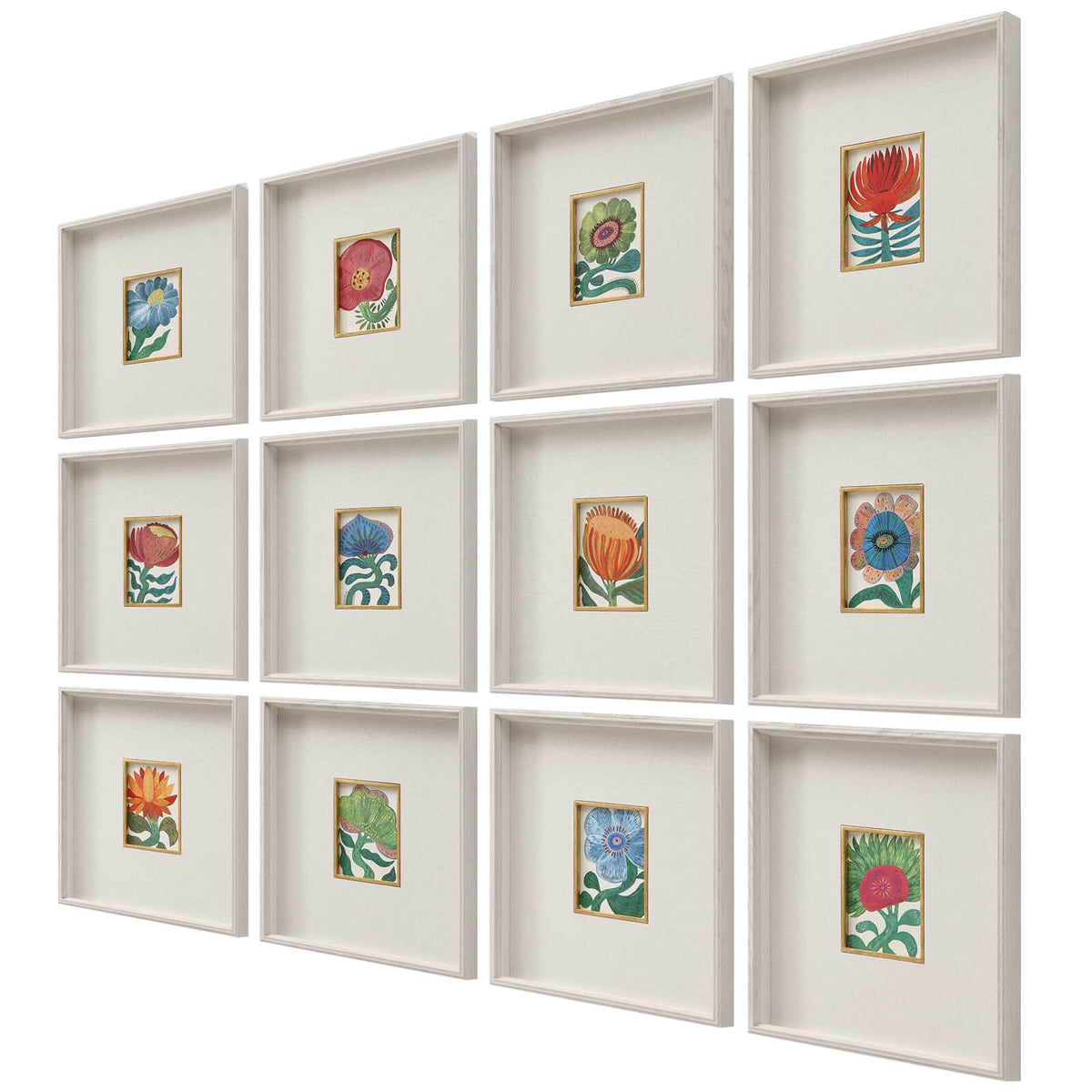 Fantasy Florals Framed Canvases, Set of 12
