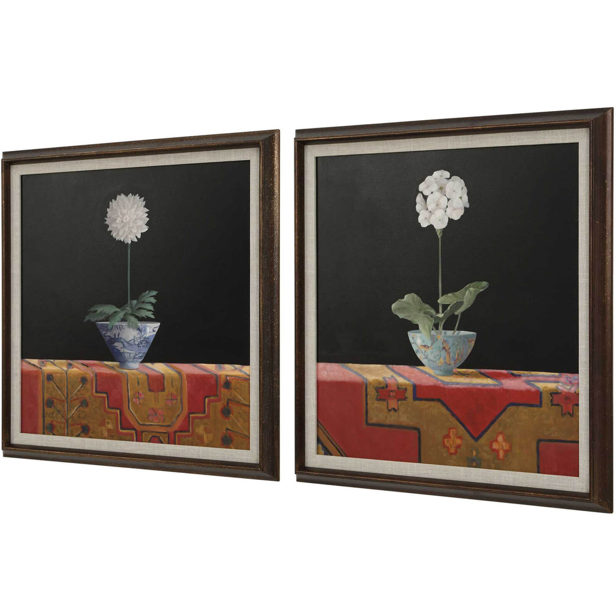 Chinoiserie Stems Framed Canvases – Set of 2