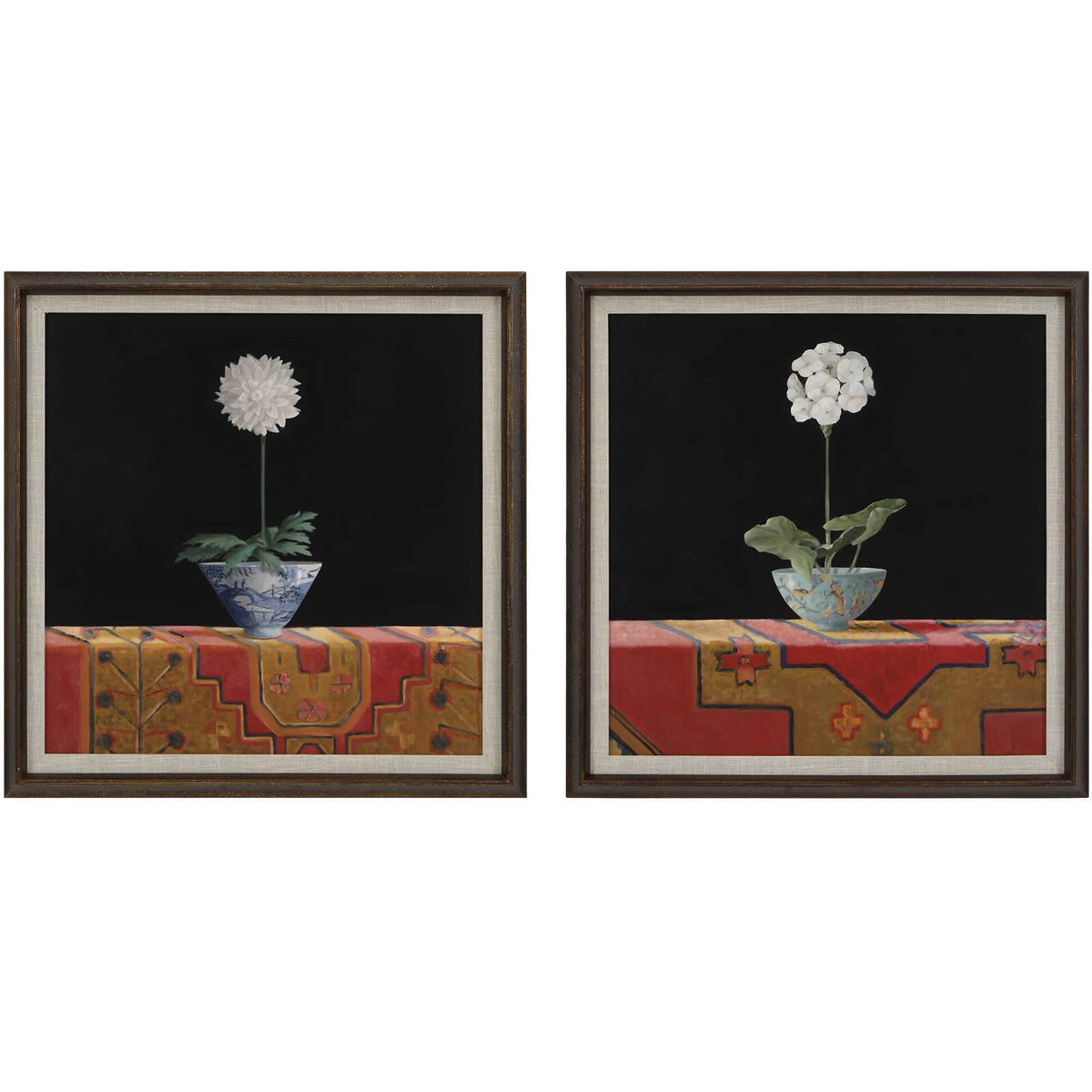 Chinoiserie Stems Framed Canvases – Set of 2