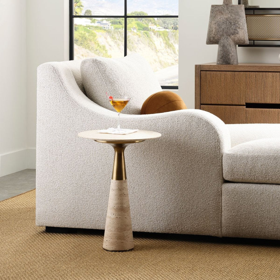 Pier Accent Table – Beige Travertine
