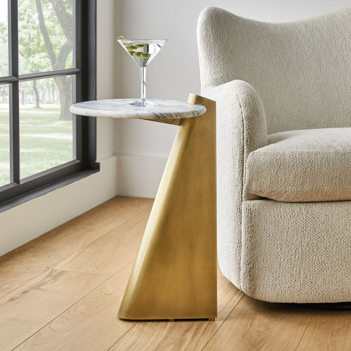 Strum Accent Table in Arabescato Marble