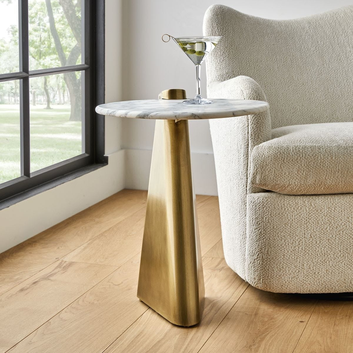Strum Accent Table in Arabescato Marble