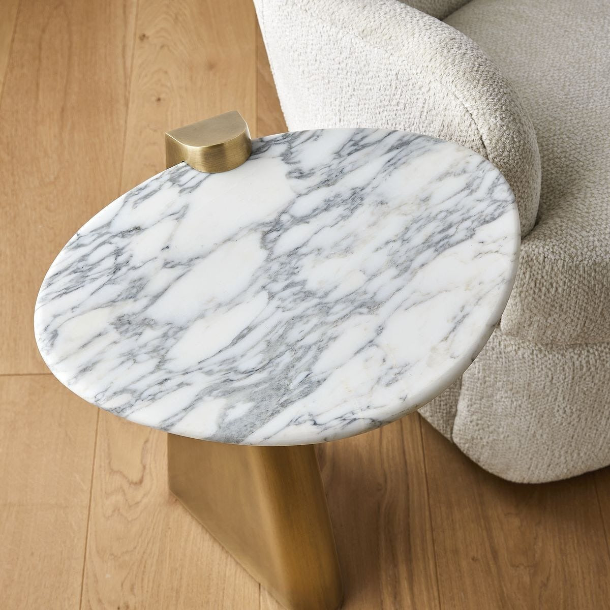 Strum Accent Table in Arabescato Marble