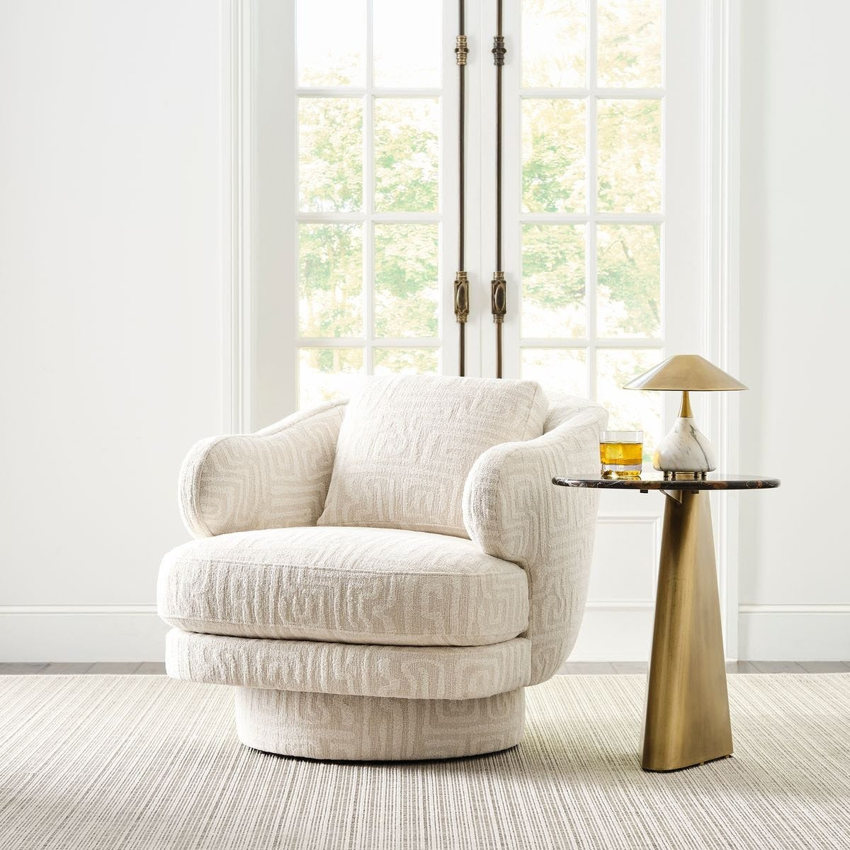 Strum Accent Table in Michelangelo Marble