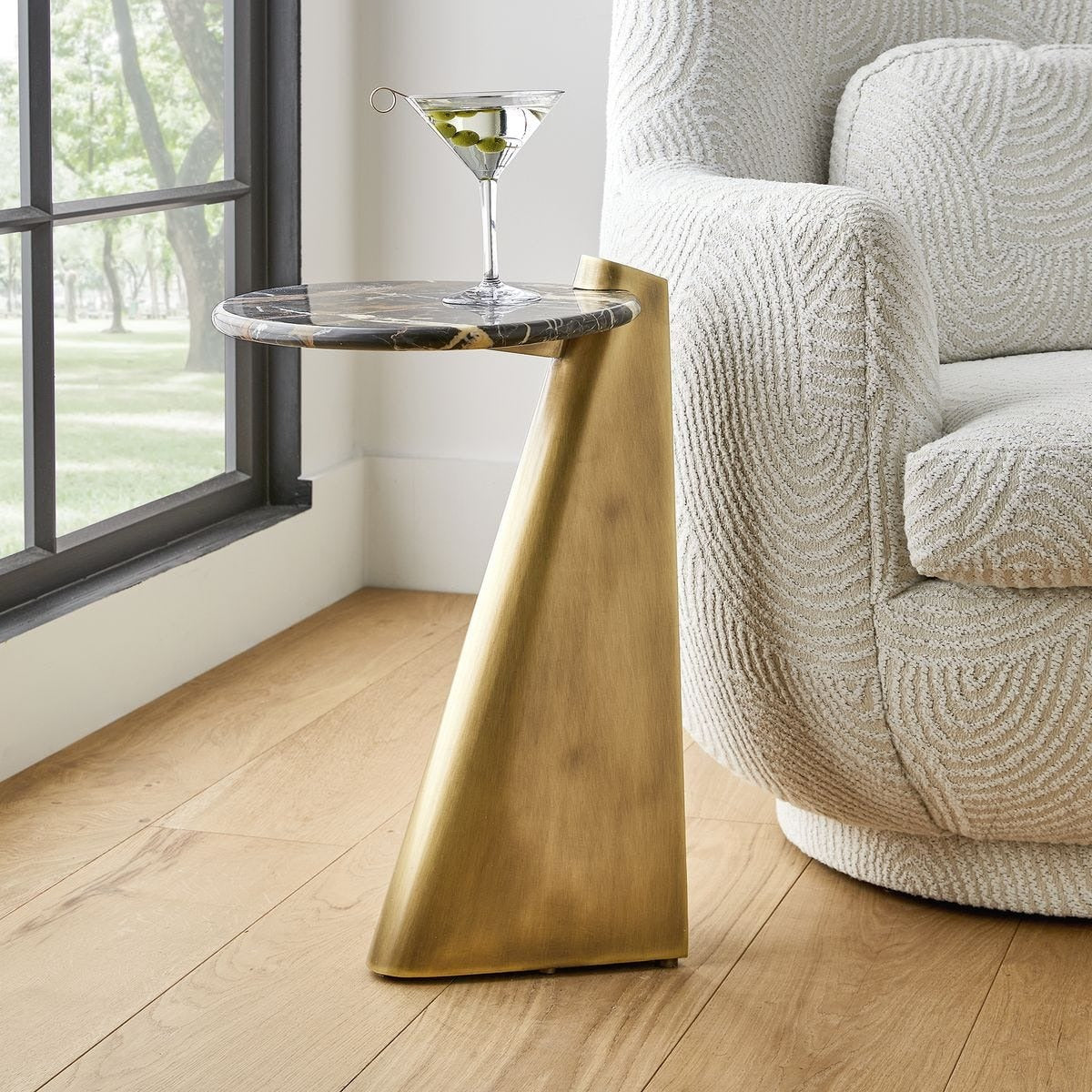 Strum Accent Table in Michelangelo Marble