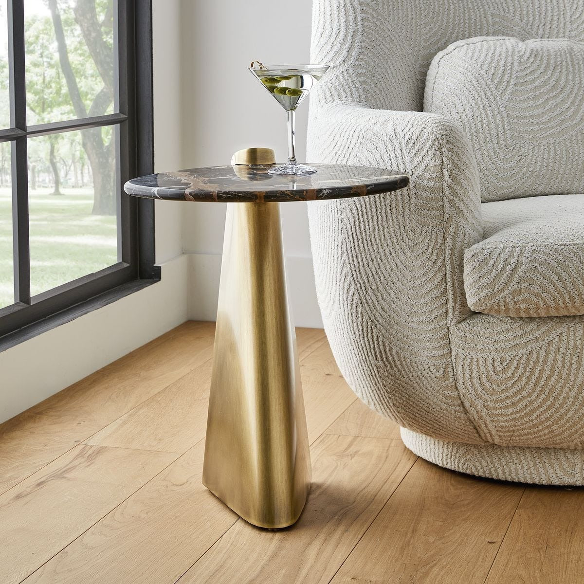 Strum Accent Table in Michelangelo Marble