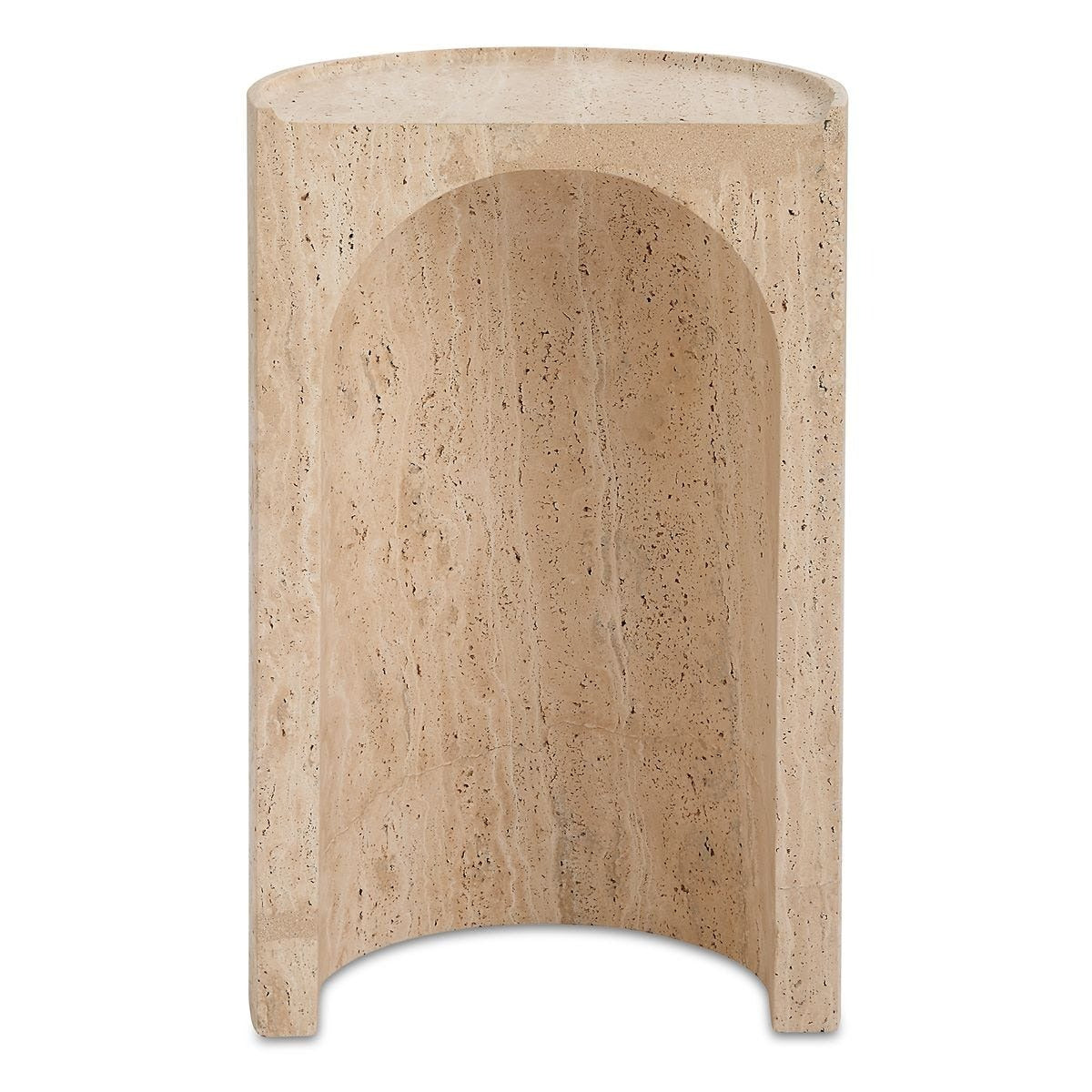 Basilica Accent Table – Beige Travertine