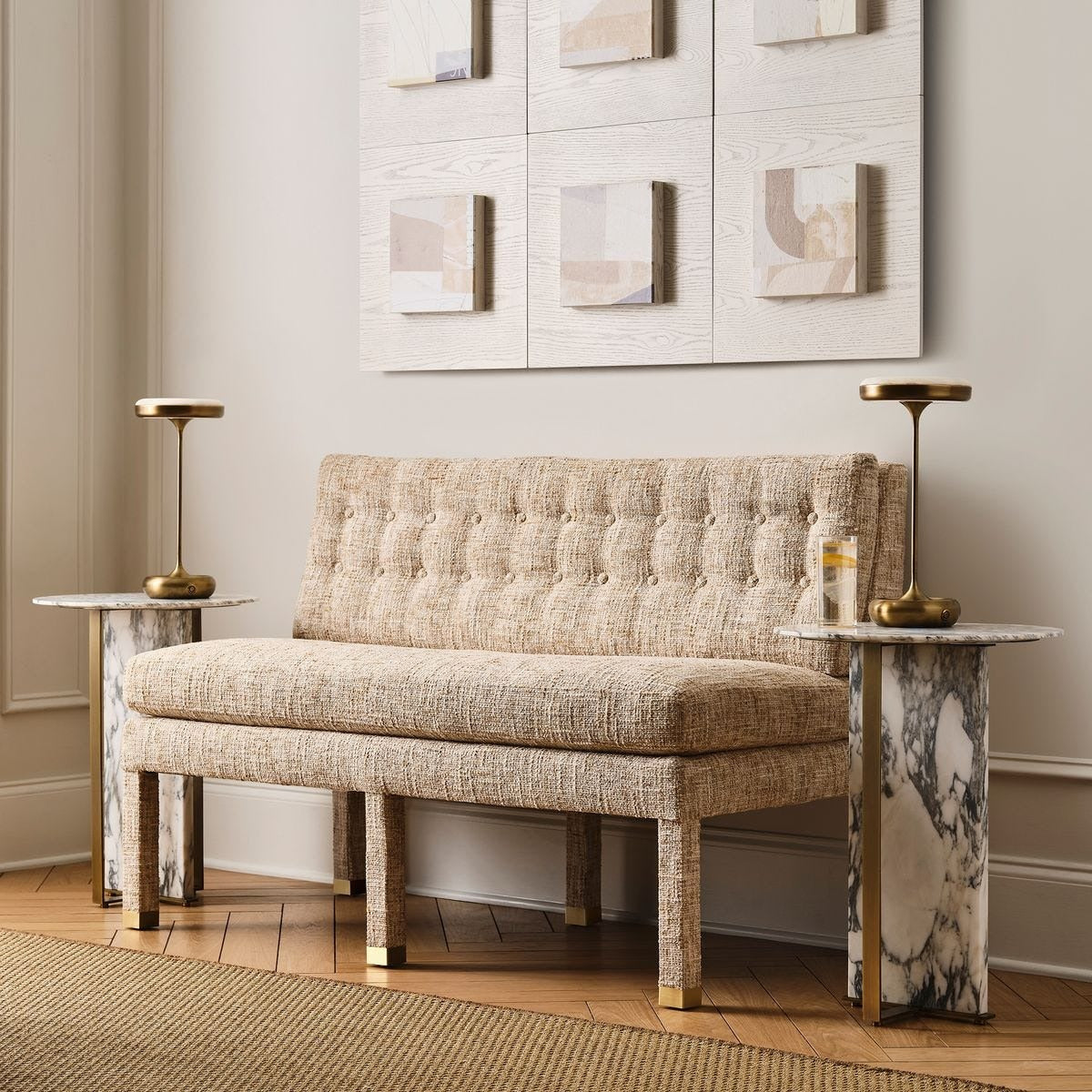 Joist Accent Table – Arabescato Marble