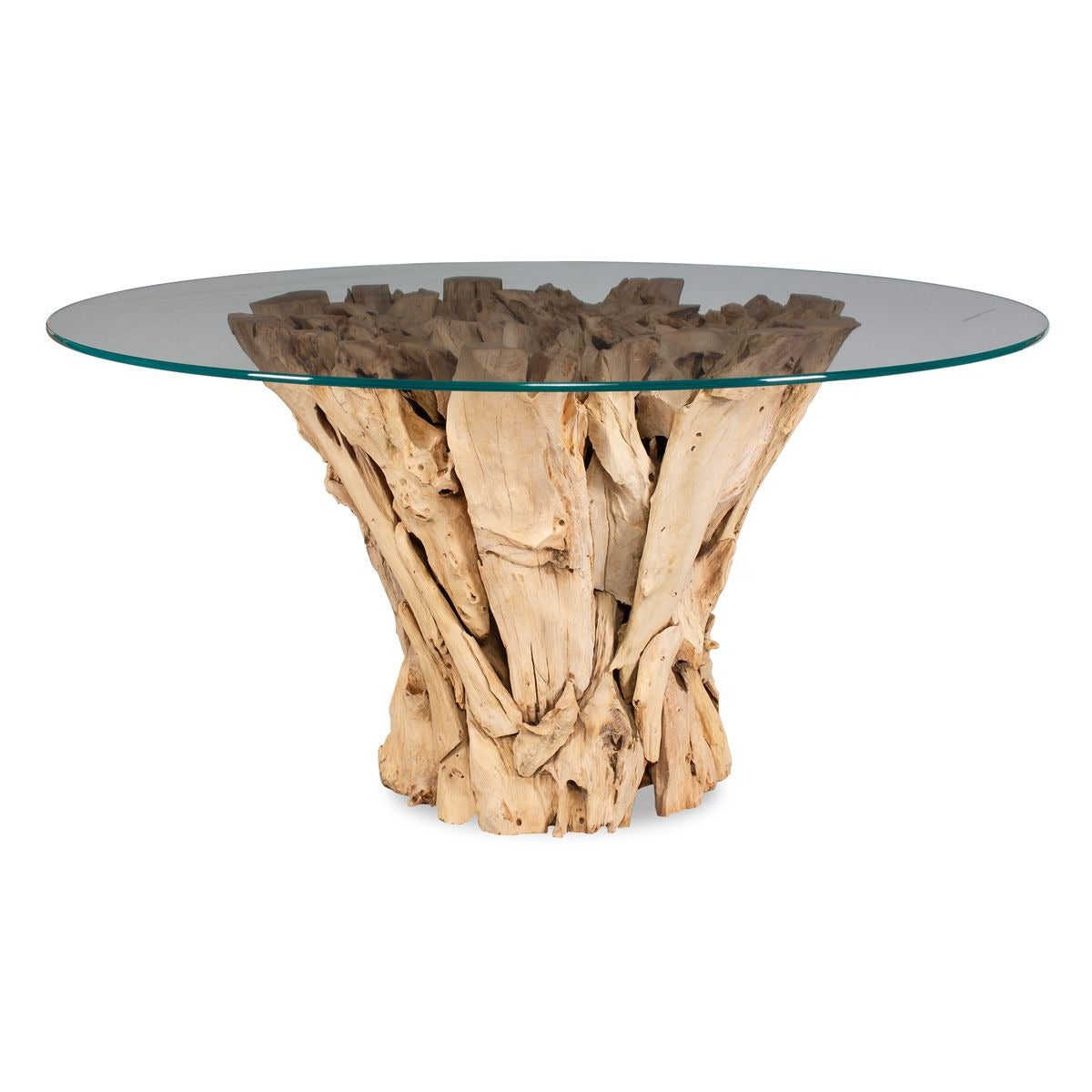 Teak Root Round Dining Table – Bleached, 152cm