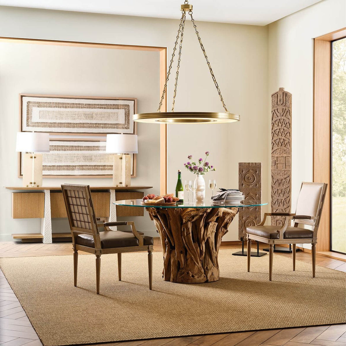 Teak Root Round Dining Table – Bleached, 152cm