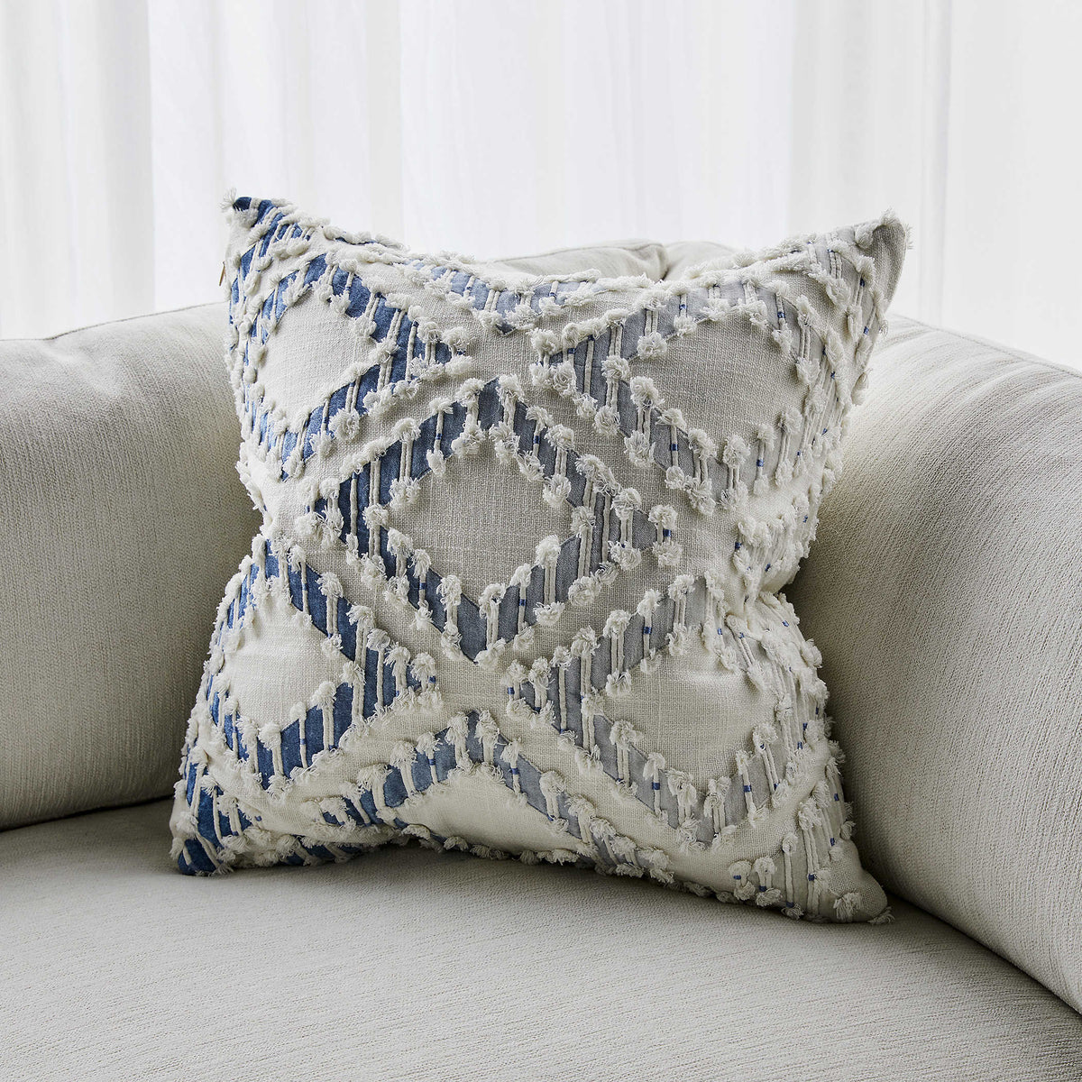 Fringe Element Cushion – Ombre Blue