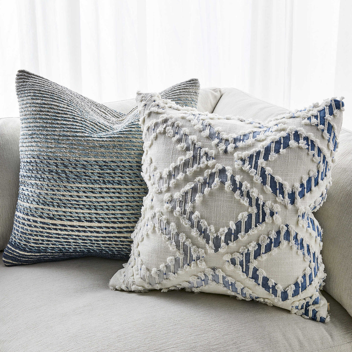 Fringe Element Cushion – Ombre Blue