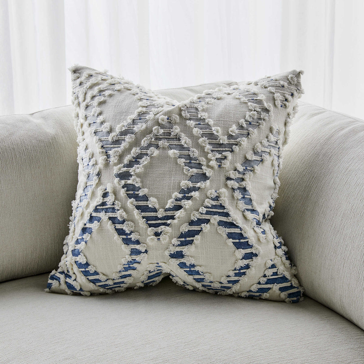 Fringe Element Cushion – Ombre Blue